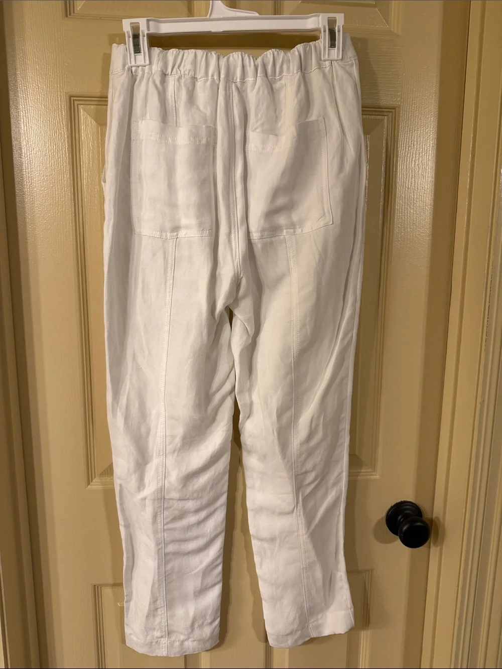 H by Halston White Linen-Blend Straight Pants